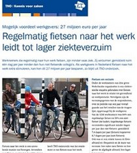 TNO - BIKING TO WORK REDUCES ABSENTEEISM