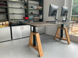 Design Hoog Laag Bureau - Elektrisch Zit-Sta Bureau - OakDesk - Worktrainer.nl 